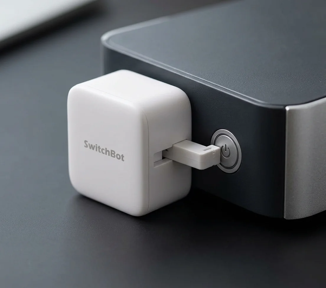 El SwitchBot Bot instalado en un contexto doméstico, integrado con discreción junto al elemento que acciona.